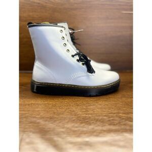 Dr. Martens Zavala T Lamper Combat Boots Unisex Size 9/ 10 White Comfort Lace Up